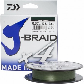 Шнур DAIWA J-Braid X4 0,15мм 135м Dark green Шнур DAIWA J-Braid X4 0,15мм 135м Dark green