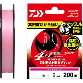 Шнур плетеный DAIWA UVF GEKKABIJIN DURAHEAVY X4+1+SI2 WHITE PINK 0.4-200